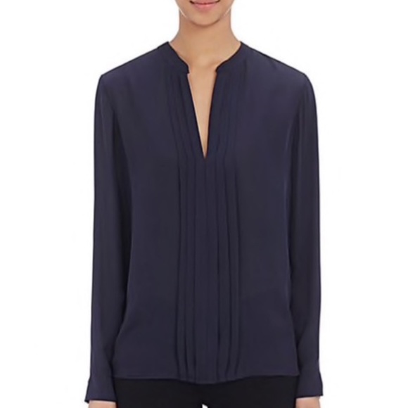 L'Agence Long-Sleeve Pleated Silk Blouse - Picture 3 of 7